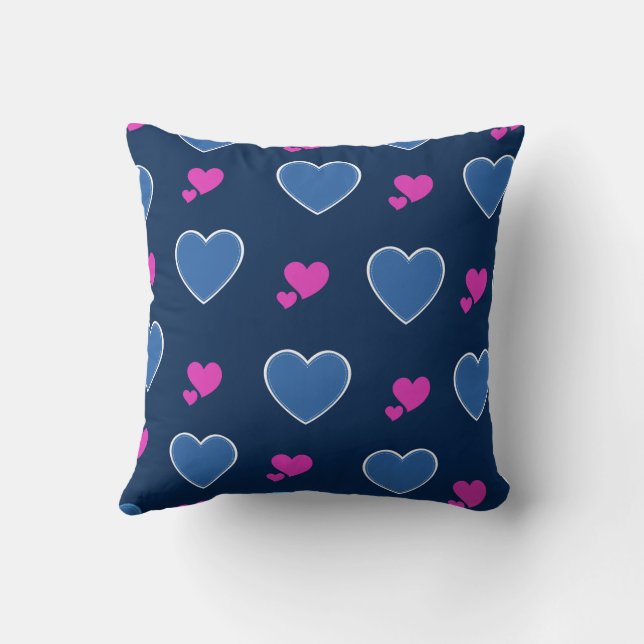 Blauw Roze Schattig Cozy Modern Romantisch Chic Ha Kussen (Achterkant)