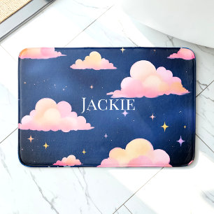 Blauw Roze Schattigee Wolken Patroon Badmat