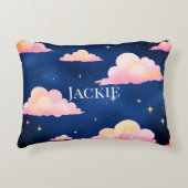 Blauw Roze Schattigee Wolken Patroon Badmat Accent Kussen (Voorkant)