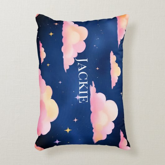 Blauw Roze Schattigee Wolken Patroon Badmat Accent Kussen (Voorkant(Verticaal))