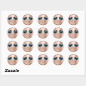 Blauw Roze Schoonheid Glitter Perzik Lash Make-up  Ronde Sticker (Vel)