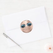 Blauw Roze Schoonheid Glitter Perzik Lash Make-up  Ronde Sticker (Envelop)