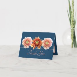 Blauw Roze Sinaasappel Dahlias Bloemen Boeket Dank Kaart