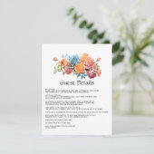 Blauw, Roze, Sinaasappel en Groen Bloemen Gast Det Informatiekaartje (Staand voorkant)