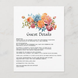 Blauw, Roze, Sinaasappel en Groen Bloemen Gast Det Informatiekaartje