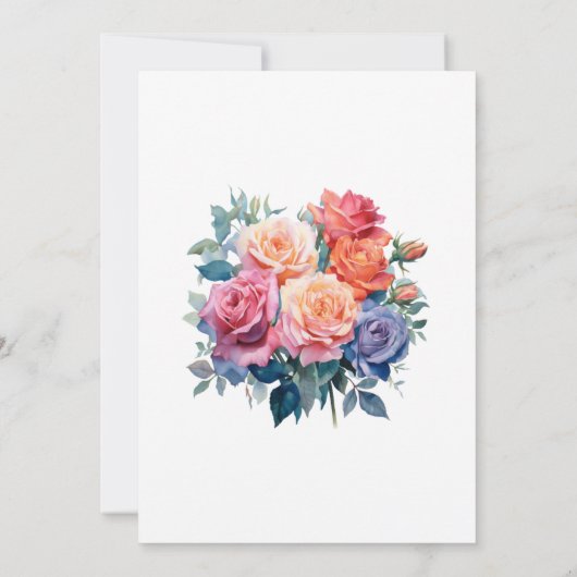 Blauw, Roze, Sinaasappel, en Groen Bloemen Vrijgez Kaart (Achterkant)