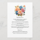 Blauw, Roze, Sinaasappel, en Groene Bloemenhuwelij Menu (Achterkant)