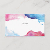 Blauw Roze spetter waterverf Luier Raffle ticket Informatiekaartje (Achterkant)