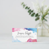 Blauw Roze spetter waterverf Luier Raffle ticket Informatiekaartje (Staand voorkant)
