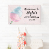 Blauw Roze Suikerspin BronsGoud Glitter Verjaardag Spandoek (Insitu)