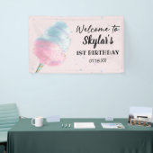Blauw Roze Suikerspin BronsGoud Glitter Verjaardag Spandoek (Beurs)