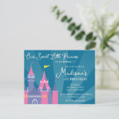 Blauw Roze Sweet Princess Verjaardag Uitnodiging (Staand voorkant)