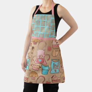 Blauw, Roze, Tan en Gold Baking Schort