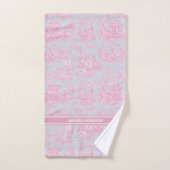  blauw roze Toile de Jouy bedrukt Bad Handdoek (Handdoek)