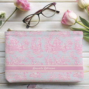  blauw roze Toile de Jouy bedrukt Etui