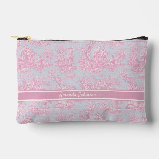  blauw roze Toile de Jouy bedrukt Etui (Voorkant)