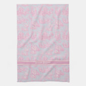 blauw roze Toile de Jouy bedrukt Theedoek (Verticaal)