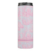blauw roze Toile de Jouy bedrukt Thermosbeker (Achterkant)