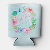 Blauw roze tropische bacheloret weekend blikjeskoeler (Voorkant)