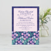 Blauw Roze Tulpen Bloemen Waterverf Verloving Kaart (Staand voorkant)