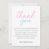 Blauw & Roze Twin Baby shower Bedankkaart (Voorkant)