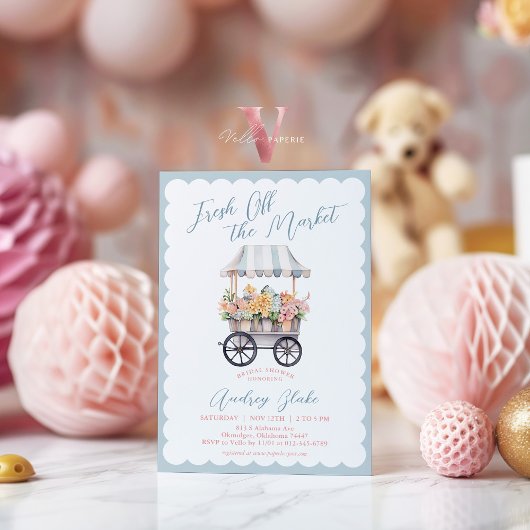 Blauw Roze Uit de Markt Bruidsfeest Uitnodiging