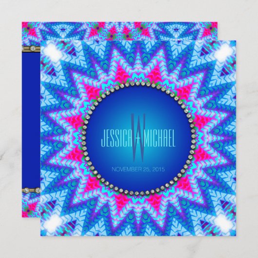 Blauw roze | Uitnodiging tot het indienen van mono (Voorkant / Achterkant)