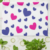 Blauw roze Valentijnsdag - Hearts Patroon Theedoek (Gevouwen)