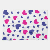 Blauw roze Valentijnsdag - Hearts Patroon Theedoek (Horizontaal)