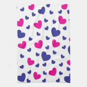 Blauw roze Valentijnsdag - Hearts Patroon Theedoek (Verticaal)