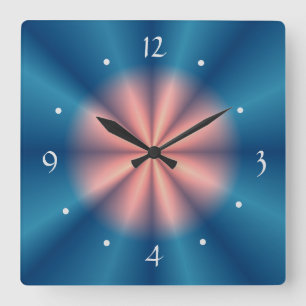  blauw roze ventilatorontwerp>wandklok vierkante klok