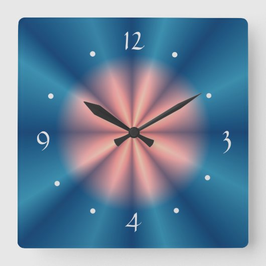  blauw roze ventilatorontwerp>wandklok vierkante klok (Voorkant)