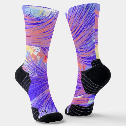 blauw & roze Veren Sokken (Gebogen)