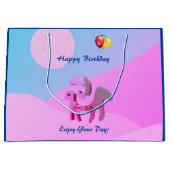 Blauw Roze Verjaardag Ram Gift Bag Groot Cadeauzakje (Voorkant)