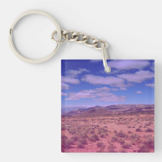 Blauw Roze Verlopen Overlay Wegreis Foto Sleutelhanger (Voorkant)