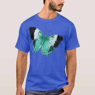 Blauw roze vlinder liefdeskleurenschilderij t-shirt