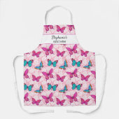  blauw roze vlinderbloempatroon, aangepast A Schort (Voorkant)