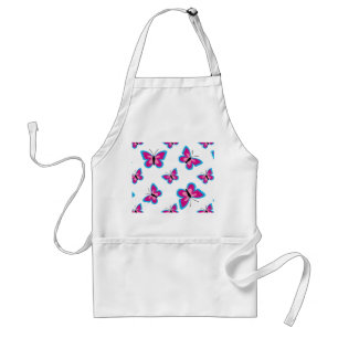 Blauw roze vlinderpatroon standaard schort