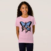 Blauw & Roze Vlinders Meisjes T-shirt (Voorkant volledig)