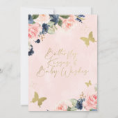 Blauw roze vlindervlinder Baby shower  Kaart (Achterkant)