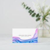 Blauw & roze vloeiende geode inktontwerp visitekaartje (Staand voorkant)