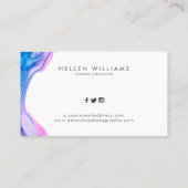 Blauw & roze vloeiende geode inktontwerp visitekaartje (Achterkant)