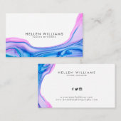 Blauw & roze vloeiende geode inktontwerp visitekaartje (Voorkant / Achterkant)
