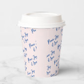 Blauw & roze, vreugde en liefdesaangepast tekstpat papieren bekers (Links)