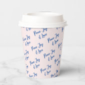 Blauw & roze, vreugde en liefdesaangepast tekstpat papieren bekers (Achterkant)