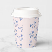 Blauw & roze, vreugde en liefdesaangepast tekstpat papieren bekers (Rechts)