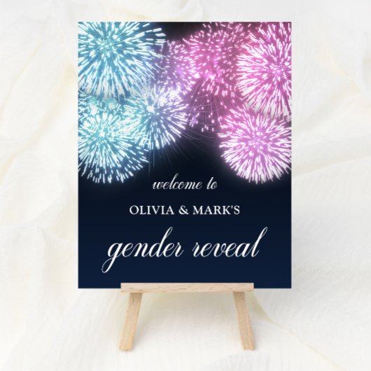 Blauw Roze Vuurwerk Geslacht onthullen Welkom Poster