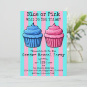 Blauw roze, wat denk je dat cupcake geslacht onthu kaart (Staand voorkant)