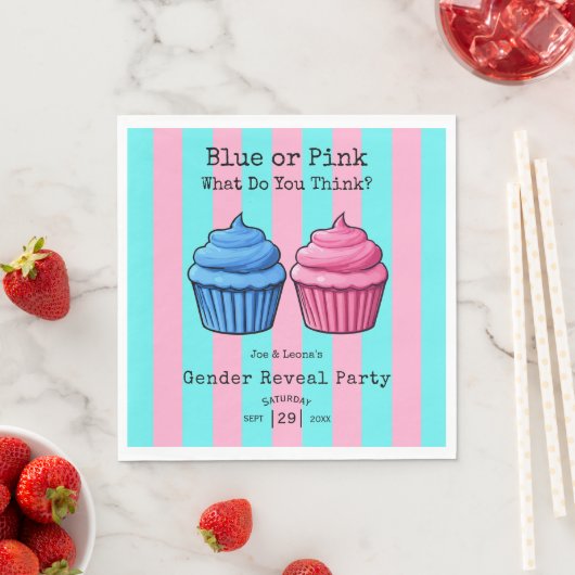 Blauw roze, wat denk je dat cupcake geslacht onthu servet (Insitu)