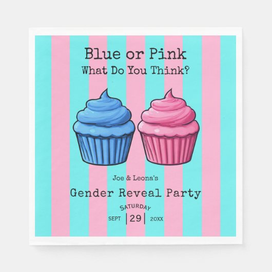 Blauw roze, wat denk je dat cupcake geslacht onthu servet (Voorkant)